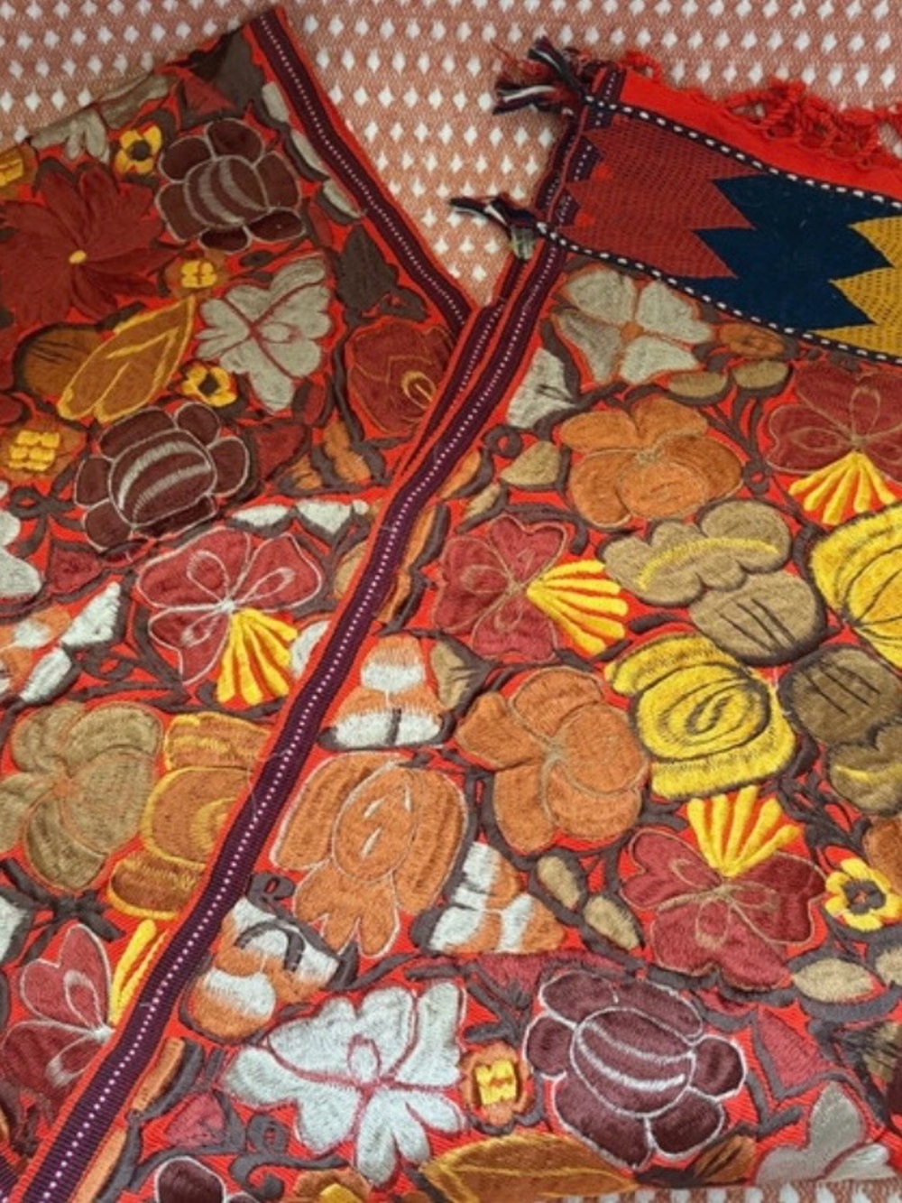 Vintage 1970’s Handmade Mexican Embroidered table runner